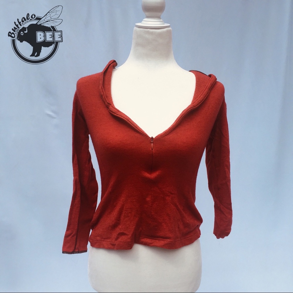 Cashmere/silk blend pumpkin zip up top